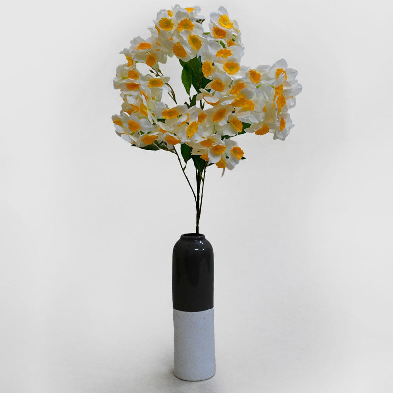 Buy Faux Everlasting Daffodil Flower Stick - White & Yellow Artificial Flowers from Vaaree