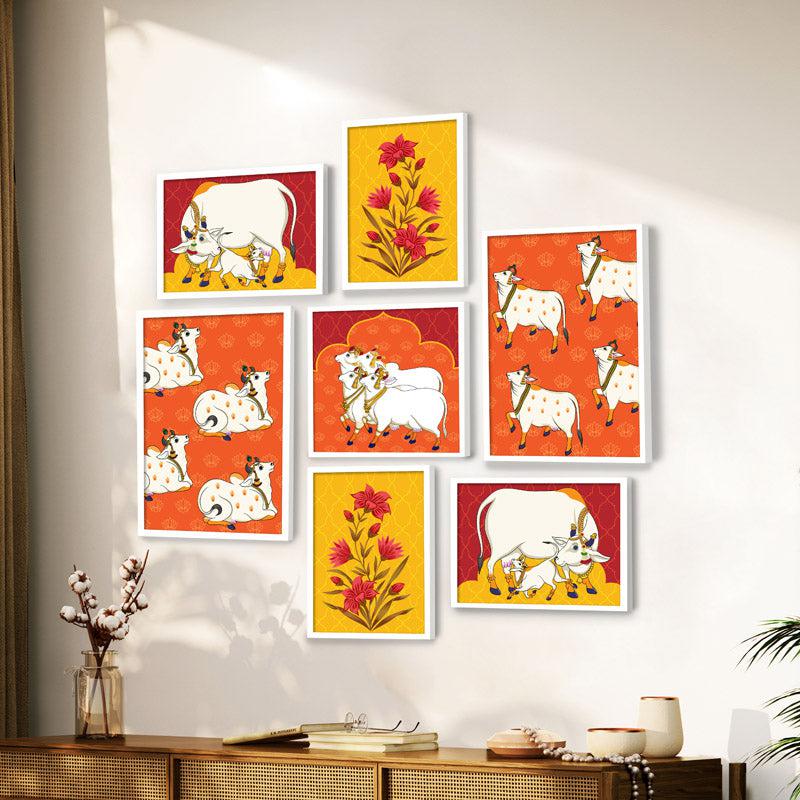 Buy Pichwai Delight Wall Art - Set Of Seven Wall Art & Paintings from Vaaree