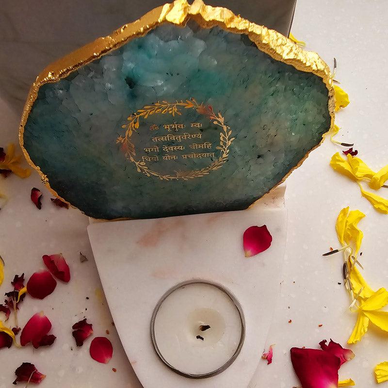 Buy Gayathri Mantra Agate & Marble Tealight Candle Holder - Green Gift Box from Vaaree