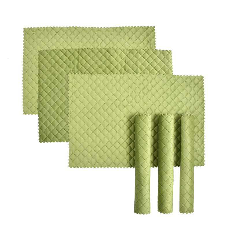 Table Mat - Osric Velvet Quilted Placemat (Light Green) - Set Of Six