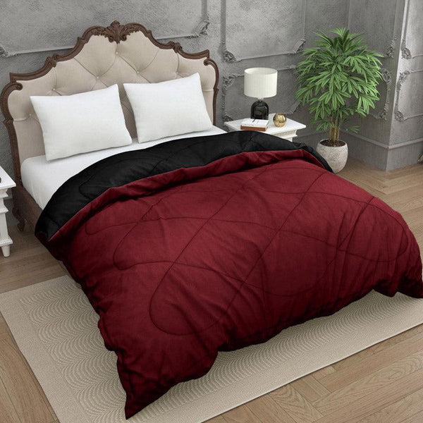 Buy Nihara Reversible Comforter - Maroon & Black Comforters & AC Quilts from Vaaree