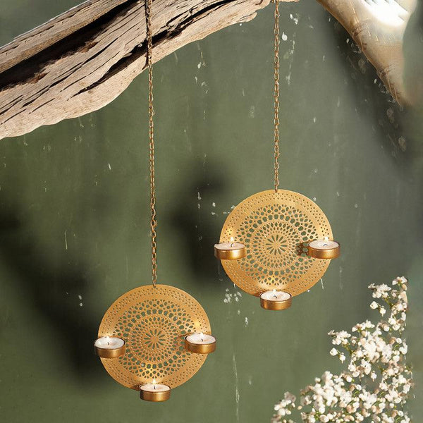 Buy Moksha Tealight Candle Holder (Gold) - Set of Two Tea Light Candle Holders from Vaaree