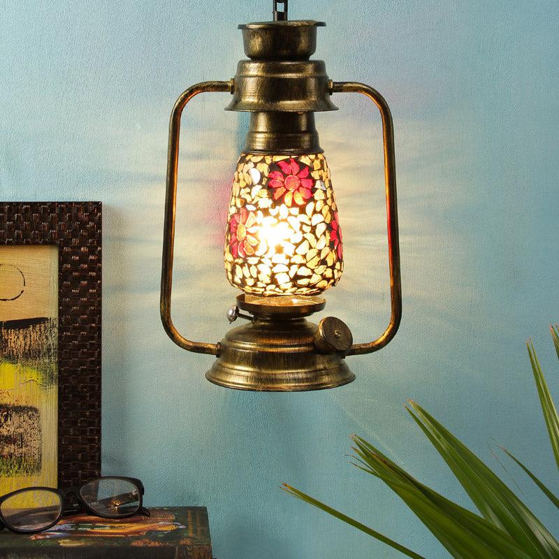 Buy Phoolkari Mosaic Lantern Wall Lamp - Gold Wall Lamp from Vaaree