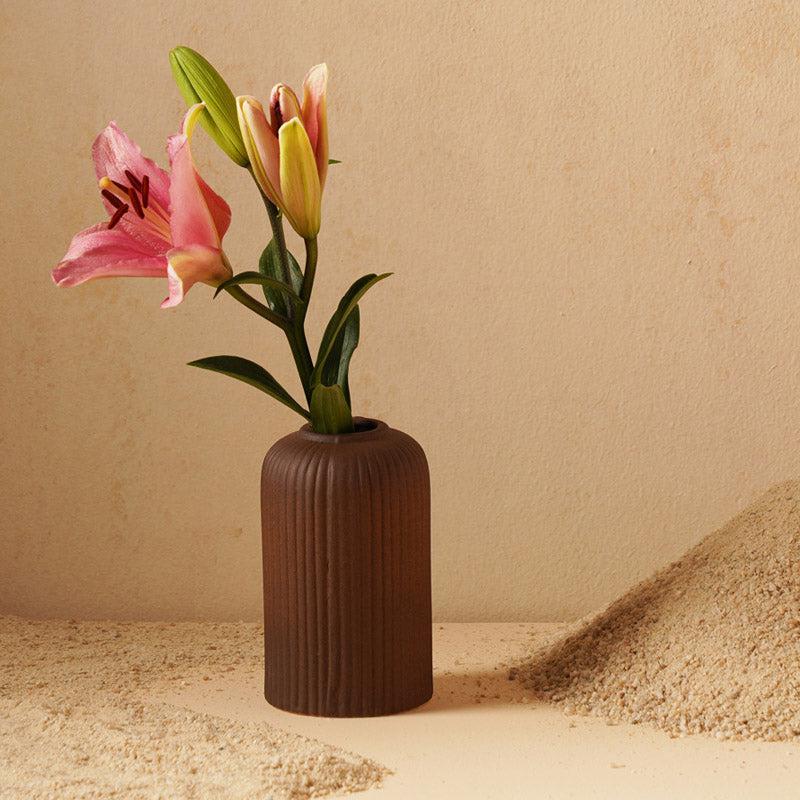 Buy Abdiya Ceramic Vase - Brown Vase from Vaaree