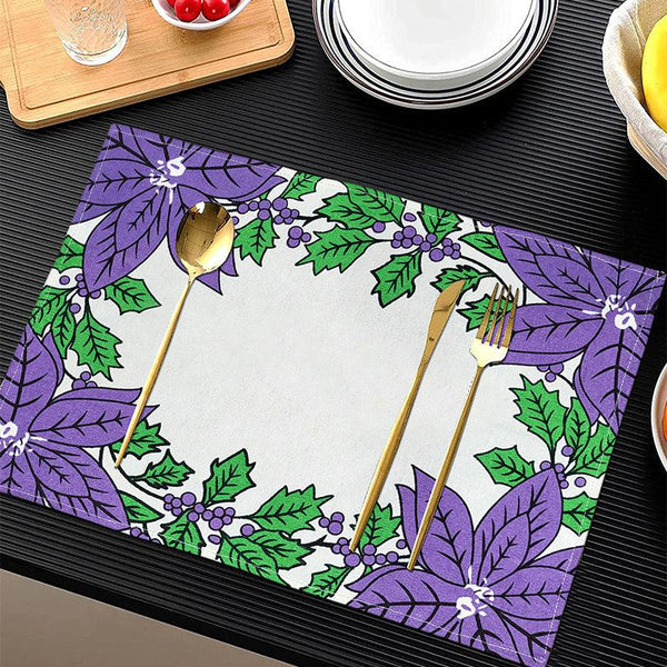 Buy Acora Floral Placemat (Purple) - Set of Eight Table Mats from Vaaree