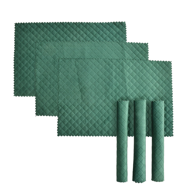 Table Mat - Osric Velvet Quilted Placemat (Bottle Green) - Set Of Six