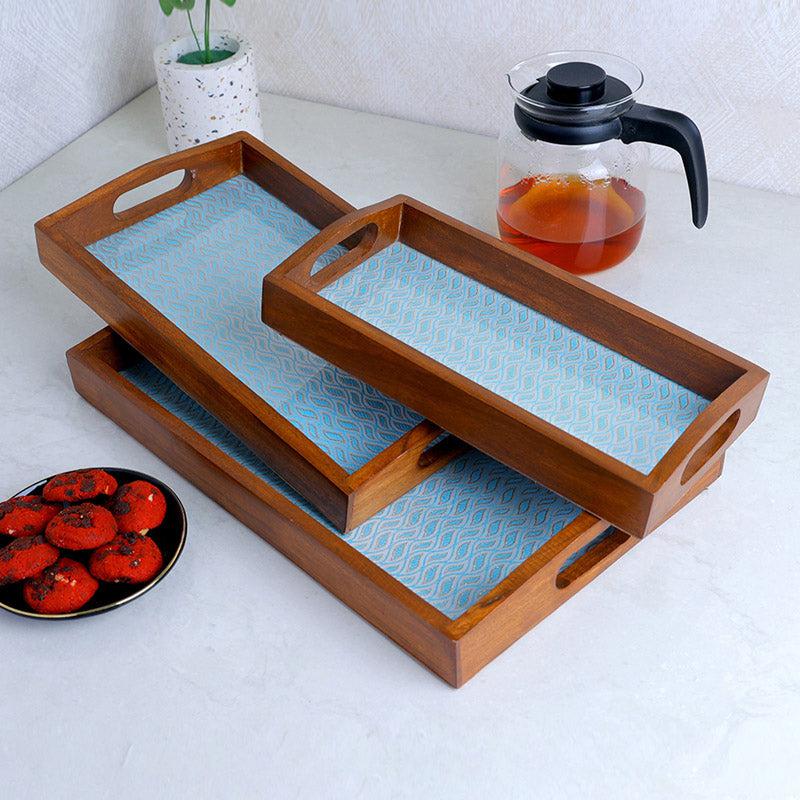 Buy Alma Ethnic Serving Tray (Blue) - Set Of Three Serving Tray from Vaaree