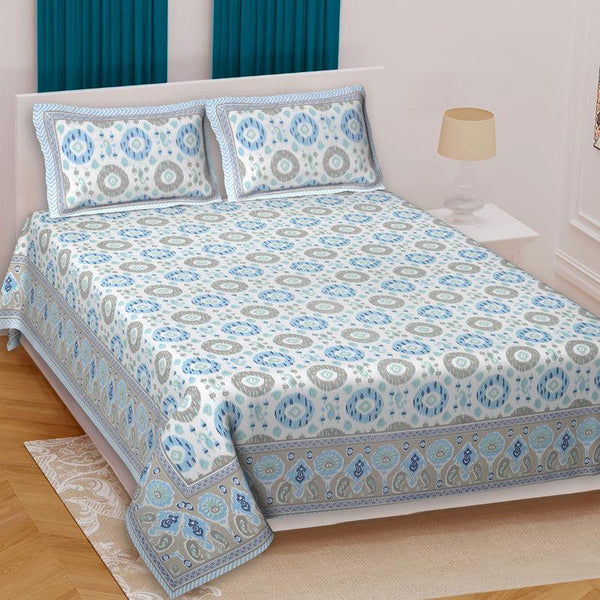 Buy Sienna Ethnic Bedsheet - Blue Bedsheets from Vaaree