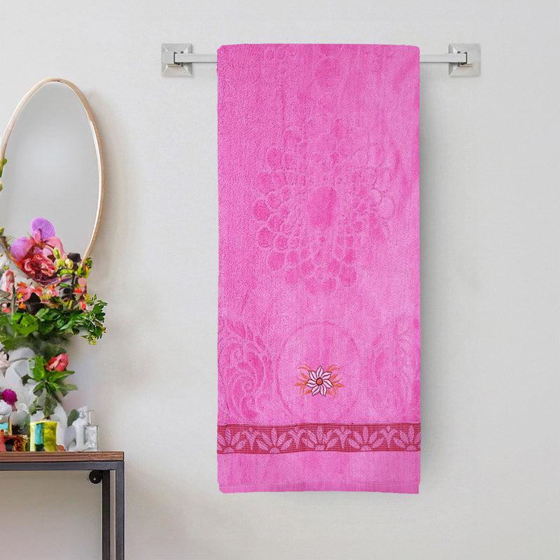 Buy Reto Flora Bath Towel - Pink Bath Towels from Vaaree