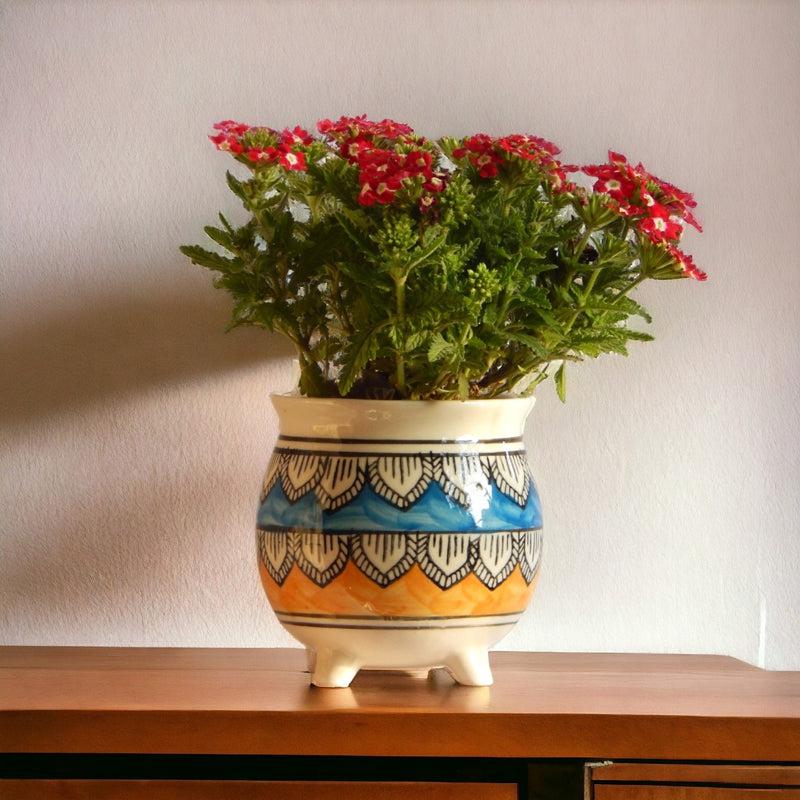 Buy Druva Ethnic Planter - Blue & Yellow Pots & Planters from Vaaree