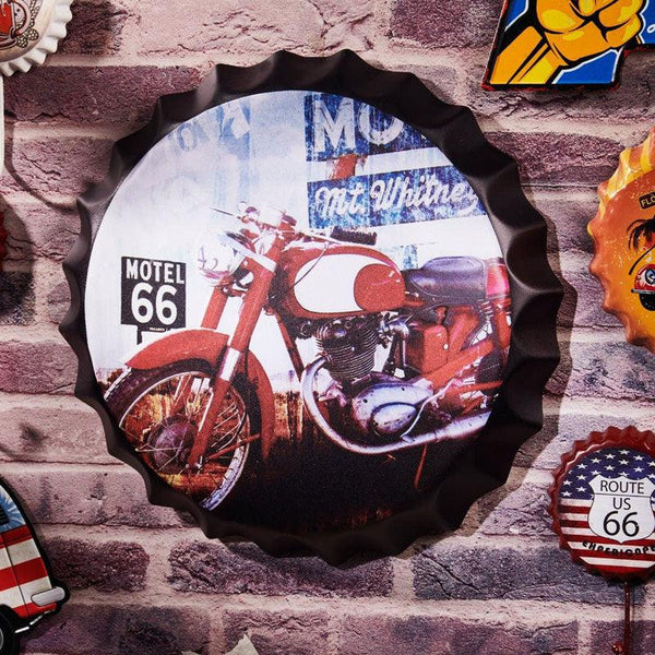 Buy Route66 Red Bottle Cap Wall Accent Wall Accents from Vaaree