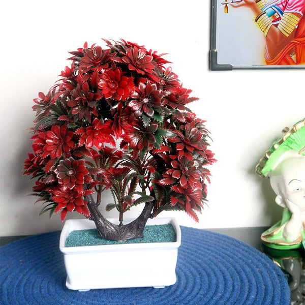 Buy Faux Fiery Red Plant With Pot Artificial Plants from Vaaree