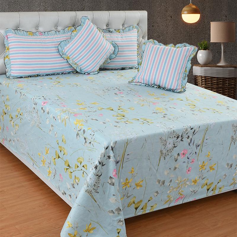 Buy Estofa Frilled Floral Bedding Set - Five Piece Set Bedding Set from Vaaree