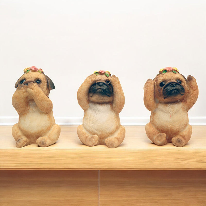 Buy Fun Pug Trio Showpiece - Set Of Three Showpieces from Vaaree