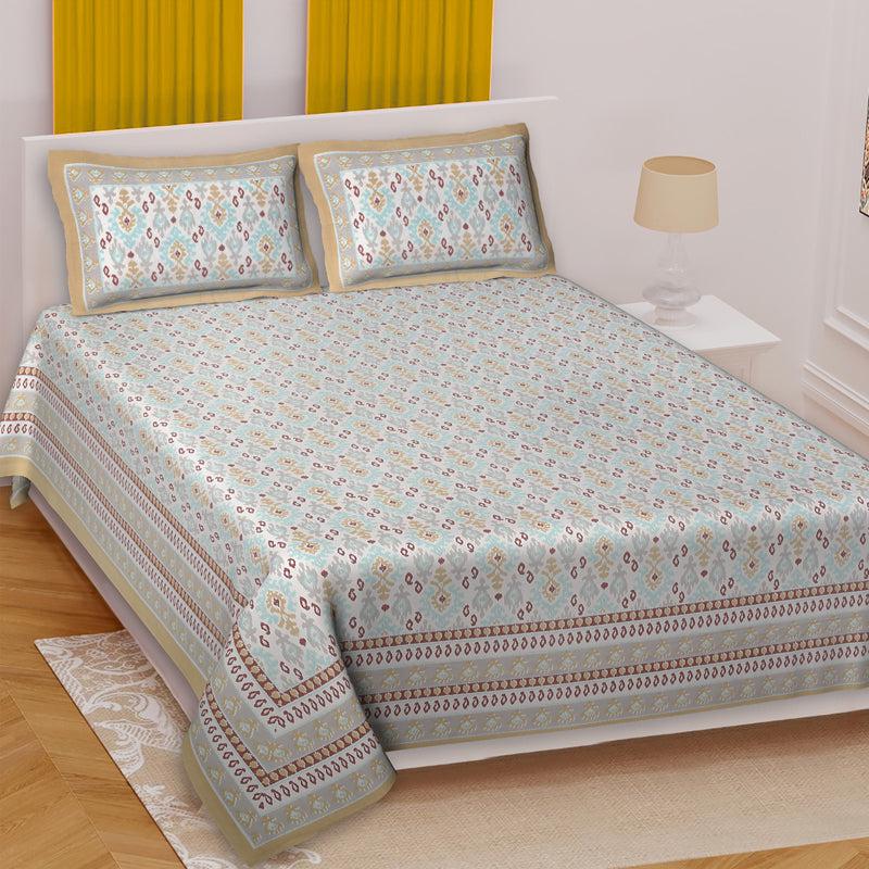 Buy Rowan Ethnic Bedsheet - Yellow & Red Bedsheets from Vaaree