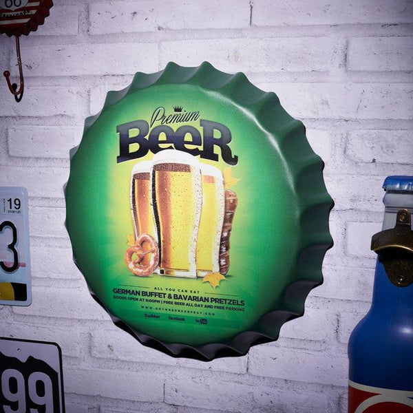 Premium Beer  Bottle Cap Wall Accent