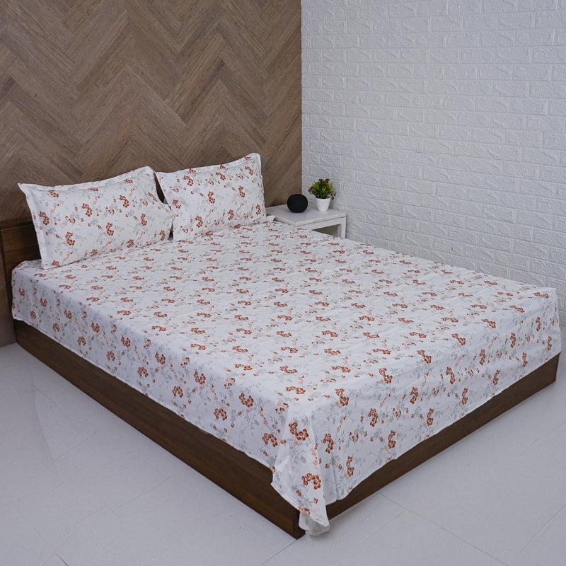 Buy Nivara Floral Bedsheet - White & Red Bedsheets from Vaaree