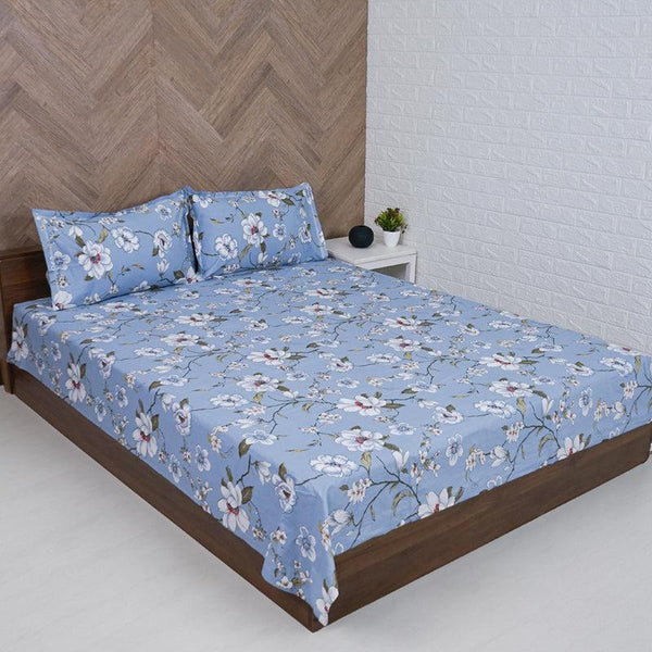 Buy Advina Floral Bedhseet - Blue Bedsheets from Vaaree