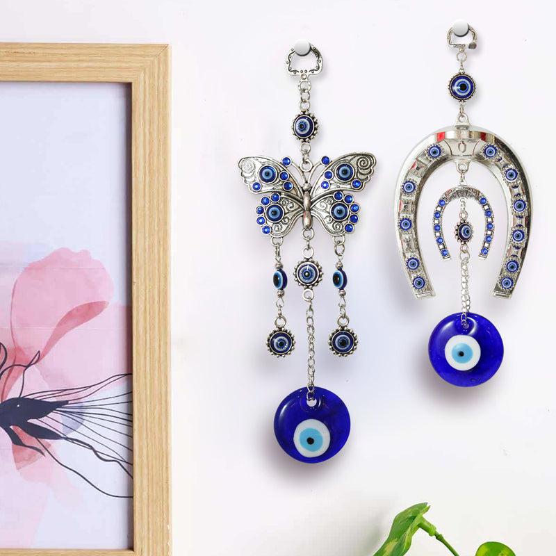 Buy Butterfly & Horse Shoe Evil Eye Wall Hanging - Set Of Two Wall Accents from Vaaree