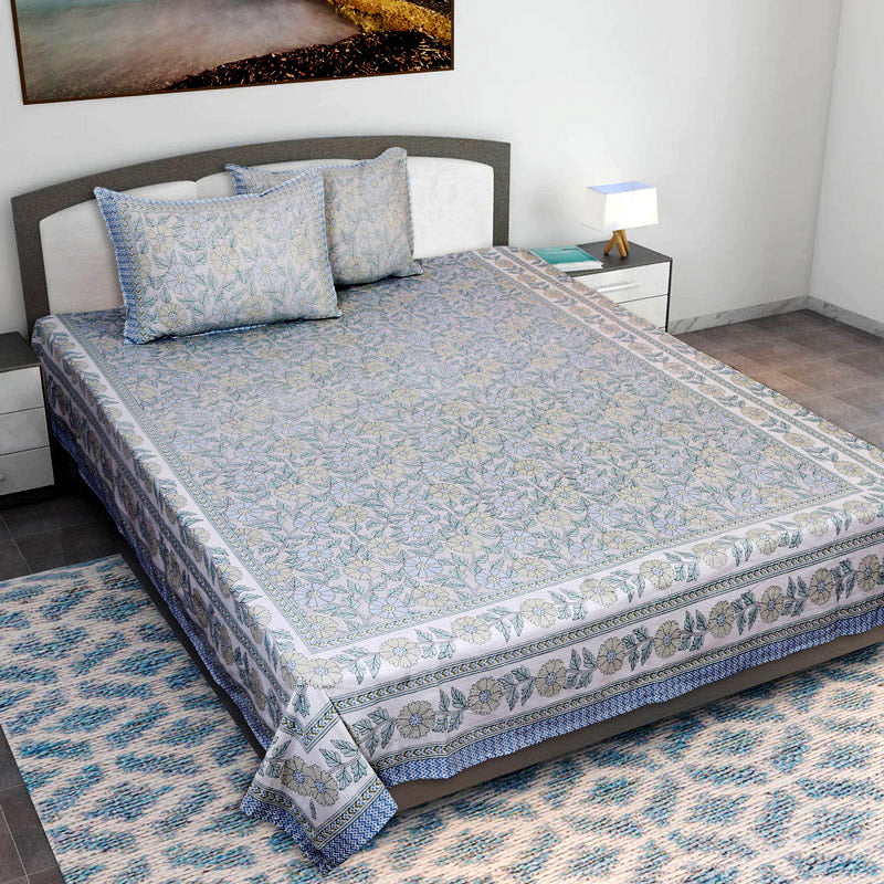 Buy Niagra Floral Bedsheet - Blue Bedsheets from Vaaree