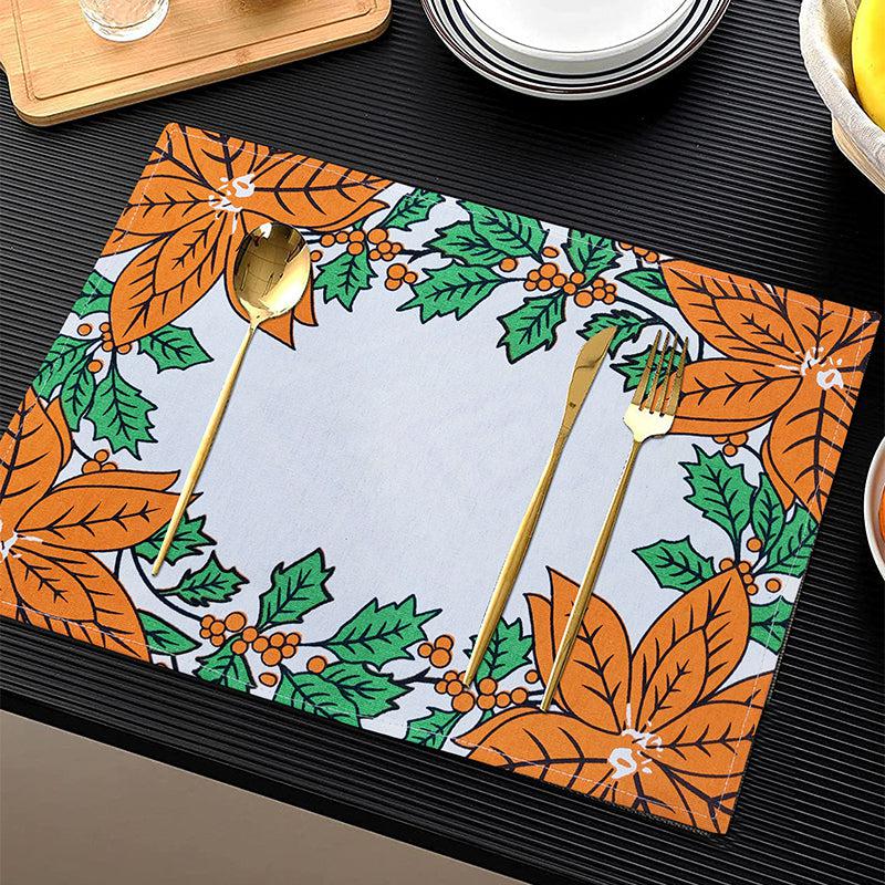 Buy Acora Floral Placemat (Orange) - Set of Eight Table Mats from Vaaree