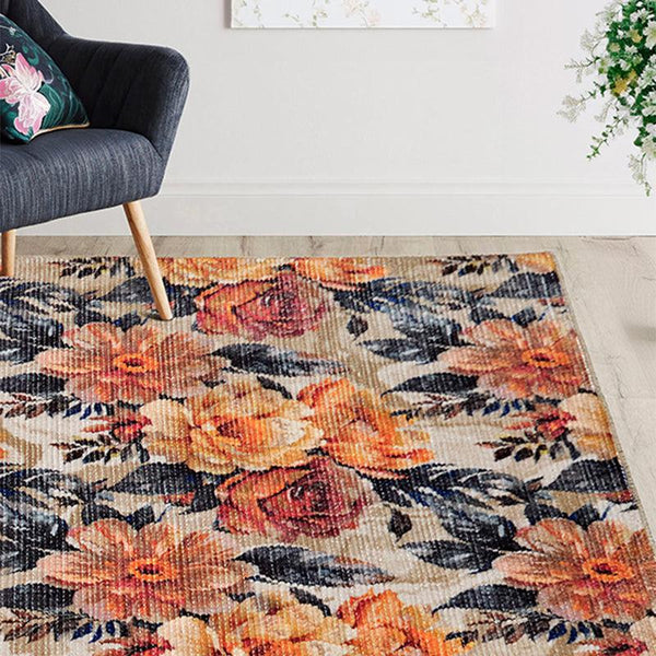 Buy Charlotte Floral Carpet - Orange & Red Carpet from Vaaree