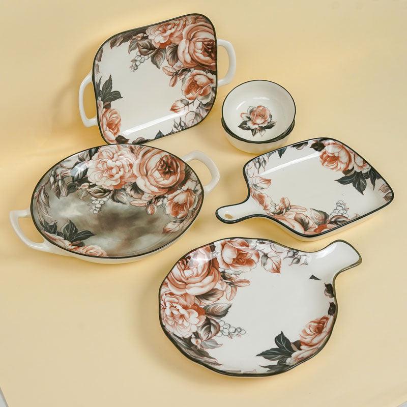 Buy Maduva Floral Serving Set - Six Piece Set Dinner Set from Vaaree