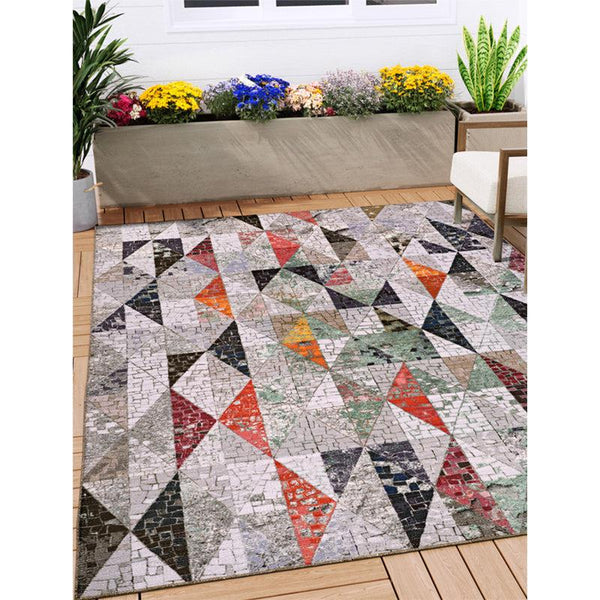 Buy Katya Geometric Carpet - Orange & Grey Carpet from Vaaree