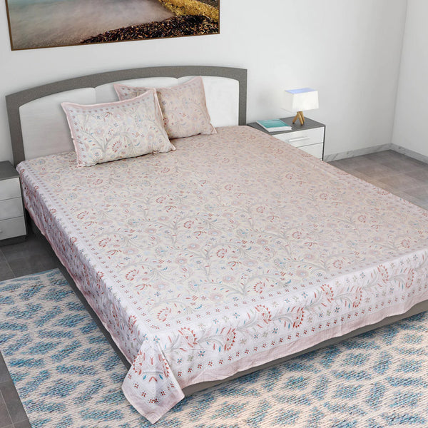 Buy Samuna Floral Bedsheet - Peach Bedsheets from Vaaree