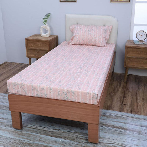 Buy Grassy Flora Printed Bedsheet - Peach Bedsheets from Vaaree