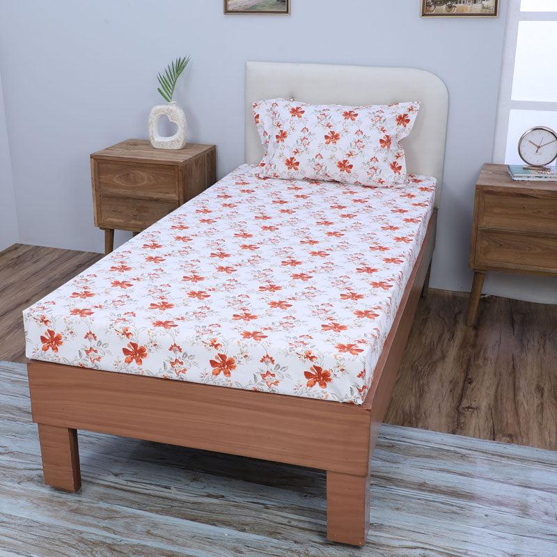 Buy Jumina Floral Printed Bedsheet - Orange Bedsheets from Vaaree