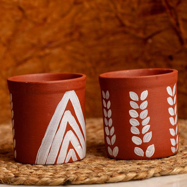 Buy Anvi Handpainted Terracotta Kulhad - Set Of Two Tea Cup from Vaaree