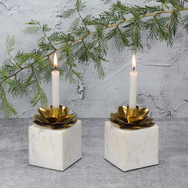 Buy Quola Floral Candle Holder - Set Of Two Candle Holders from Vaaree