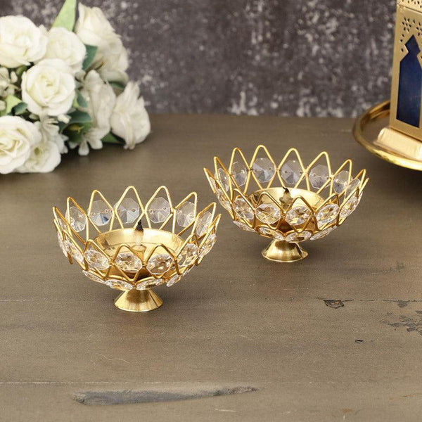 Neelima Crystal Diya (Big) - Set Of Two