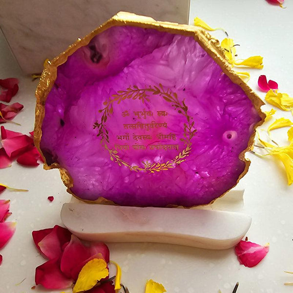 Buy Sacred Gayatri Mantra Tealight Candle Holder - Pink Gift Box from Vaaree