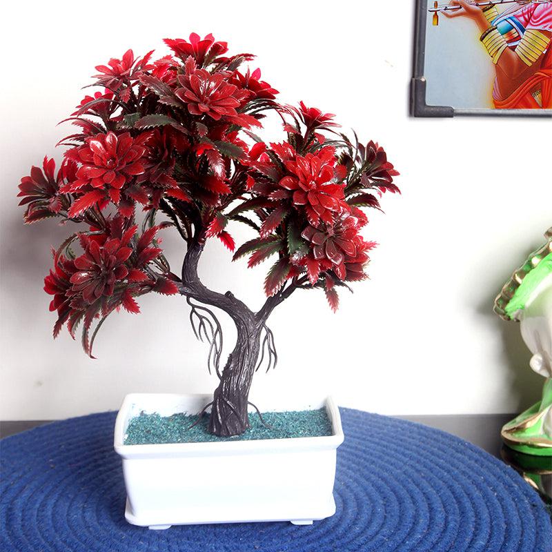 Buy Faux Red Flurry Bonsai With Pot Artificial Plants from Vaaree