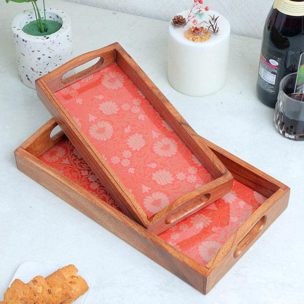 Buy Crimsa Bloom Serving Tray - Set Of Two Serving Tray from Vaaree