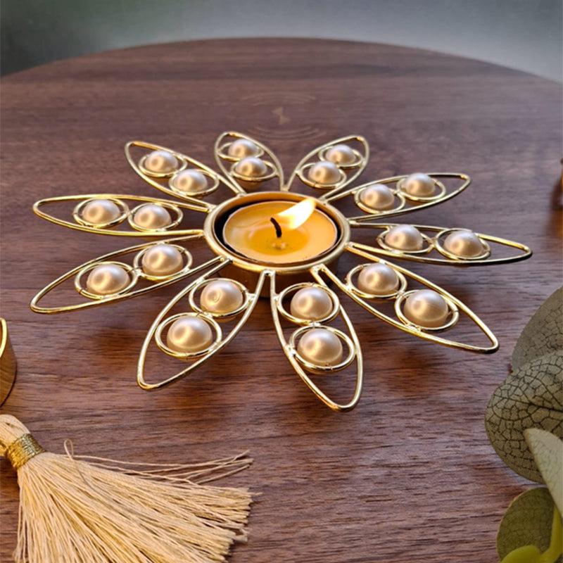 Buy Pearlo Floral Tealight Candle Holder Tea Light Candle Holders from Vaaree