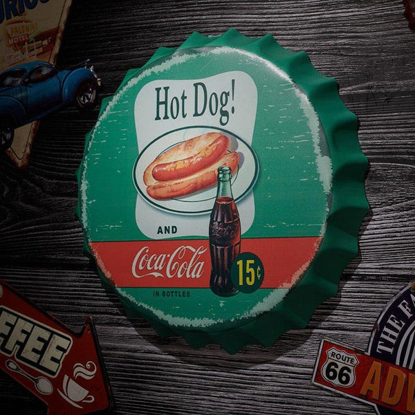 Hot Dog And Coca Cola Bottle Cap Wall Accent