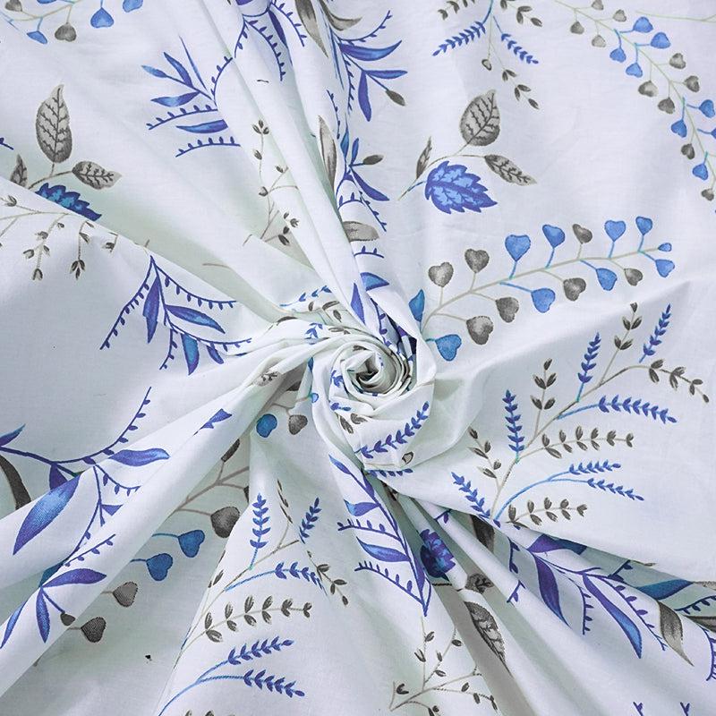 Buy Bijul Floral Bedsheet - White & Blue Bedsheets from Vaaree