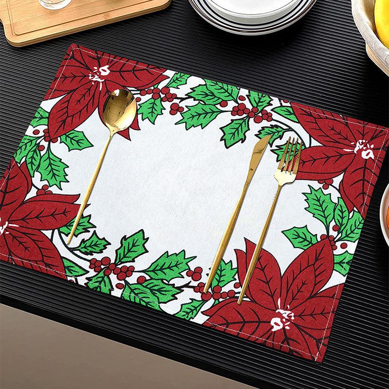 Buy Acora Floral Placemat (Red) - Set of Four Table Mats from Vaaree