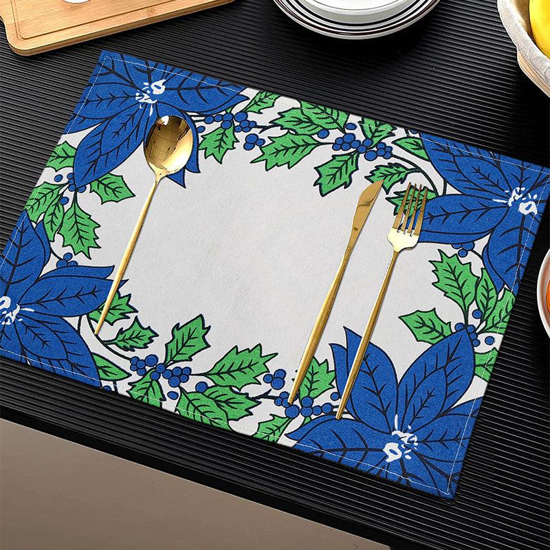 Buy Acora Floral Placemat (Blue) - Set of Eight Table Mats from Vaaree