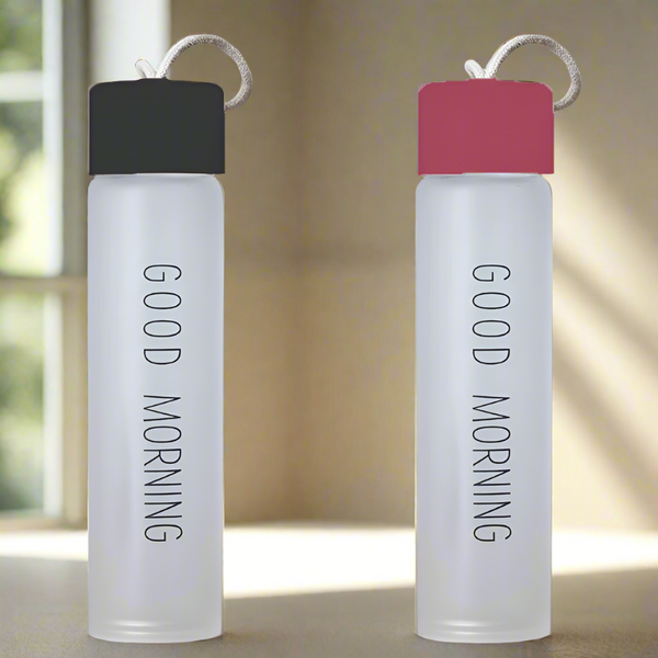 Bottle - Happy Morning 330 ML Water Bottle (Maroon & Black) - Set Of Two