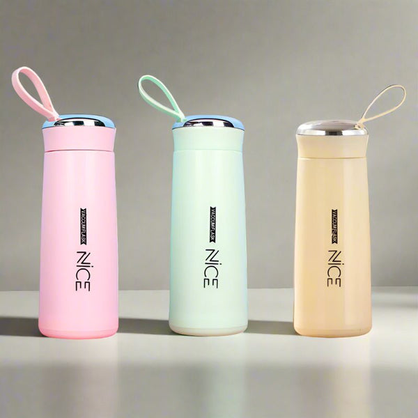 Bottle - Nice Electra 400 ML Water Bottle (Pink/Green/ Beige) - Set Of Three