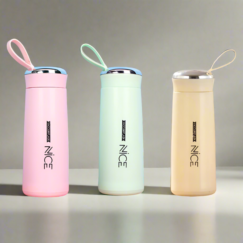 Bottle - Nice Electra 400 ML Water Bottle (Pink/Green/ Beige) - Set Of Three