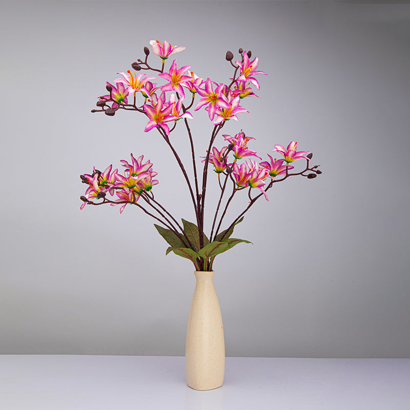 Buy Faux Everlasting Cymbidium Orchid Flower Bunch - Pink Artificial Flowers from Vaaree