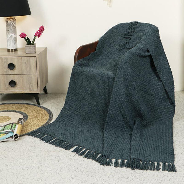 Buy Cozy Loom Throw - Green Throws from Vaaree