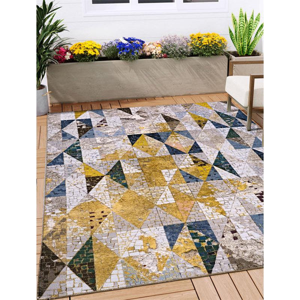 Buy Katya Geometric Carpet - Yellow & Blue Carpet from Vaaree