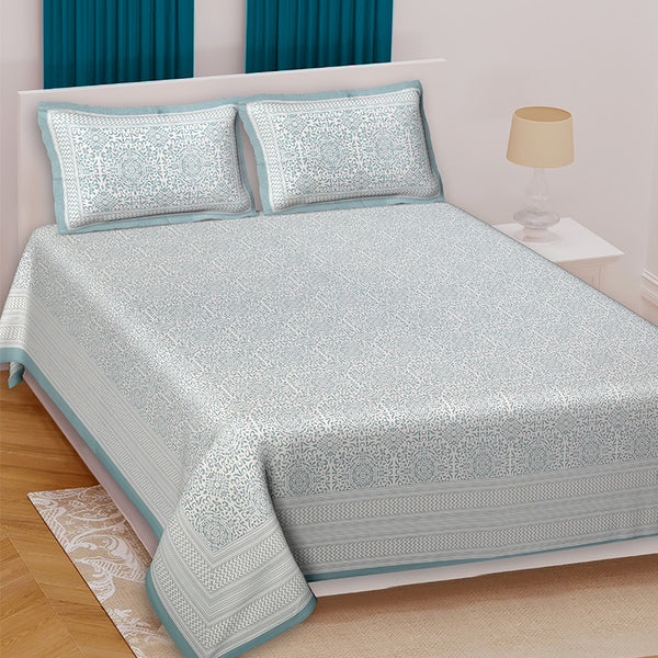 Buy Anvi Ethnic Printed Bedsheet - Blue Bedsheets from Vaaree