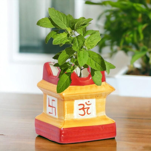 Buy Adya Tulsi Planter - Red & Yellow Pots & Planters from Vaaree